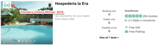 testimonial examples winner on tripadvisor screenshot