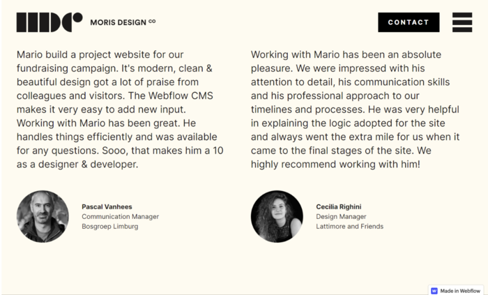testimonials examples moris design example