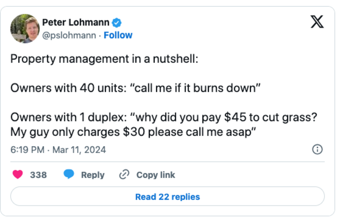 grow a property management company tweet screenshot