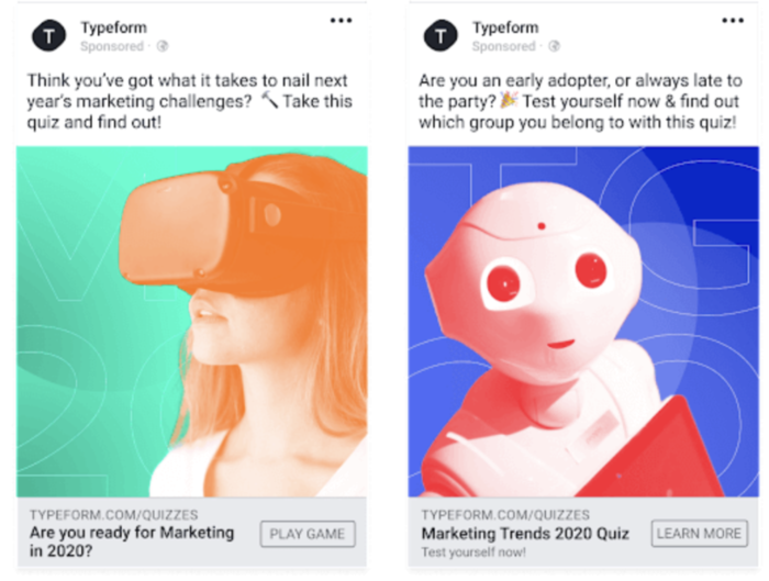 interactive Facebook post typeform
