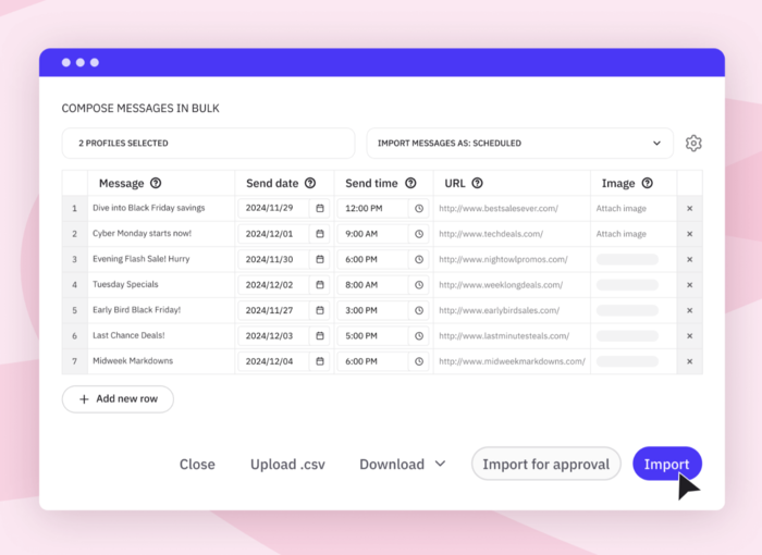 social media dashboard compose message