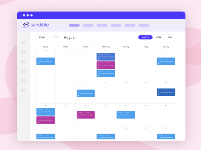 social media dashboard sendible calendar