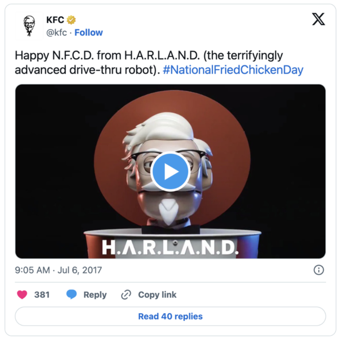 Facebook hashtags KFC post example