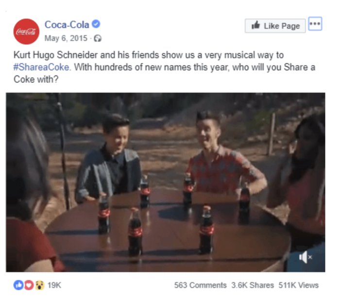 Facebook hashtags cocacola post example insta