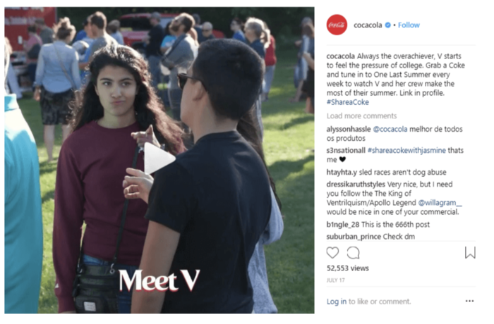 Facebook hashtags cocacola post example