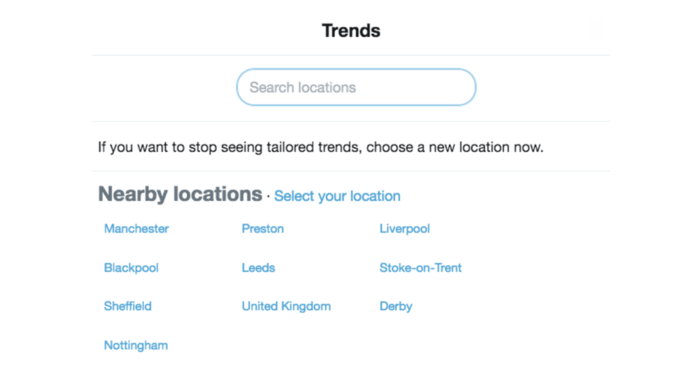 Twitter hashtags trends locations