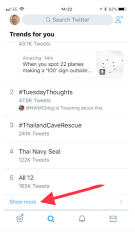 Twitter hashtags trends screenshot