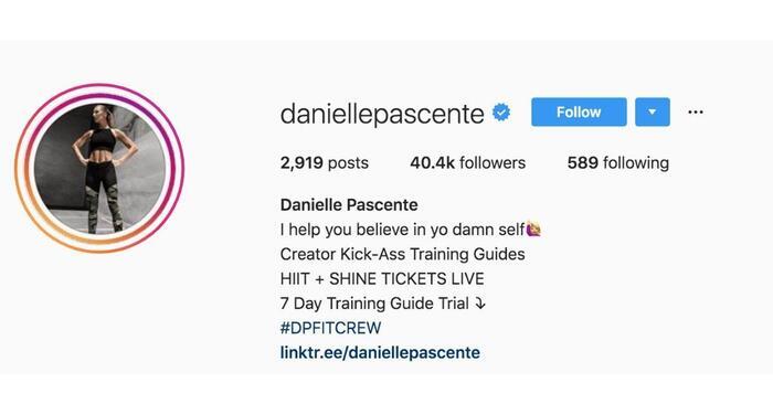 top fitness bio for instagram danielle