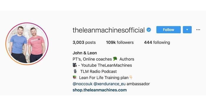 top fitness bio for instagram the lean machine