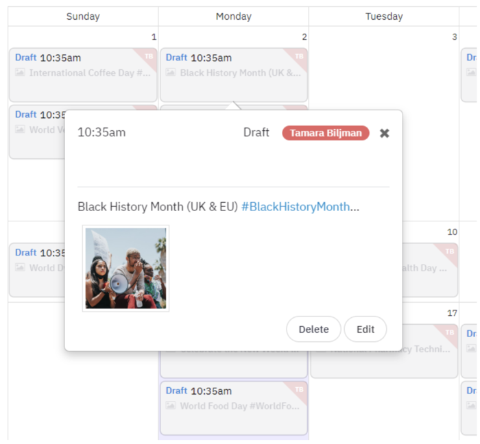 black history social media post scheduling post