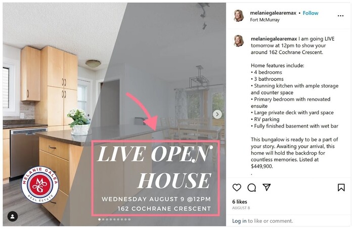 real estate marketing strategy open house on Instagram example
