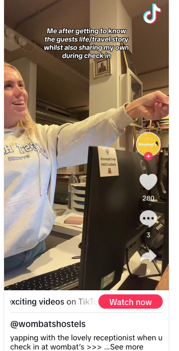 social media for hotels guests tiktok screenshot