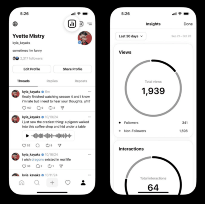 Threads insights screenshots
