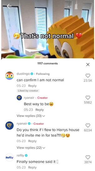 TikTok community management duolingo comments