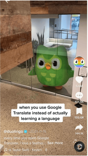 TikTok community management duolingo reel