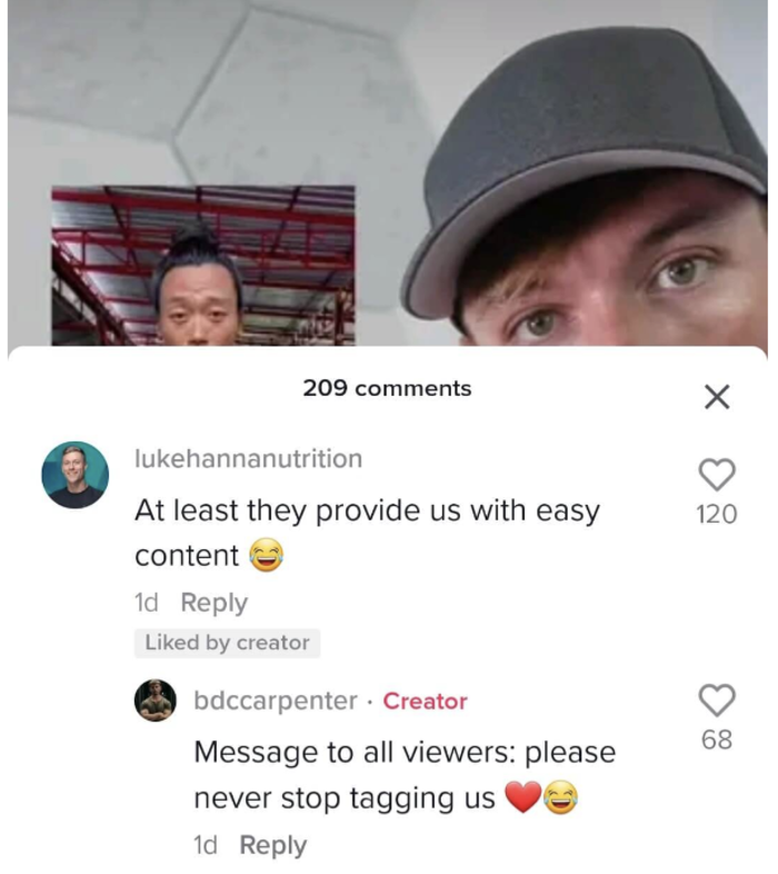 TikTok community management luke comment