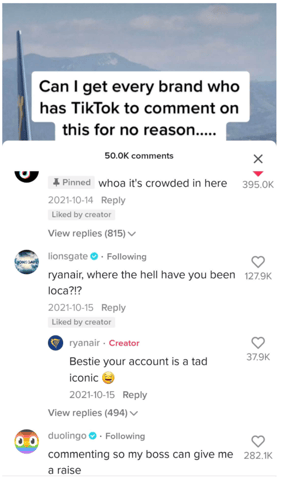TikTok community management screenshot of comments