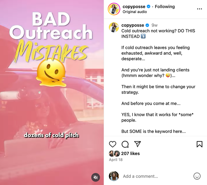 video hook ideas bad outreach screenshot
