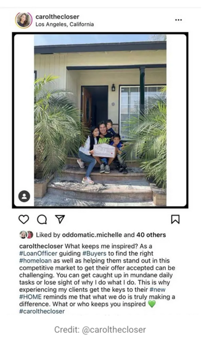 mortgage-marketing-guide carolthecloser instagram screenshot