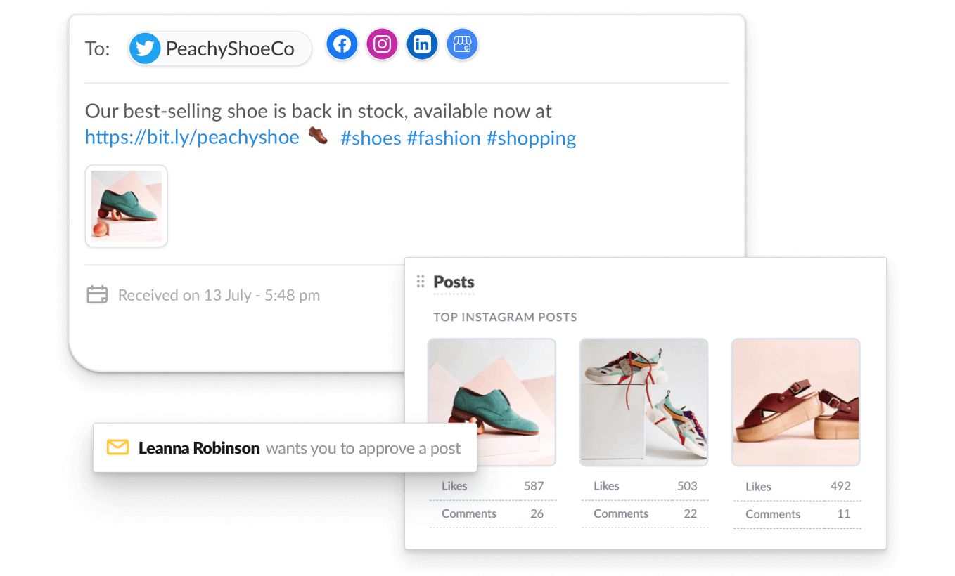 managing workflow approving social posts with sendible
