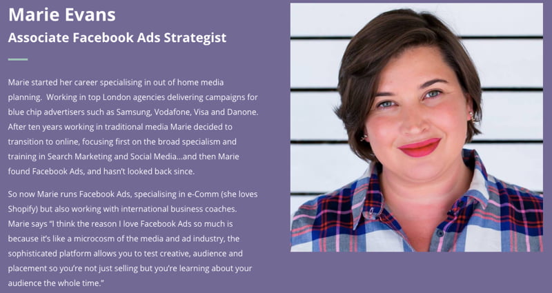 Marie Evans - the Facebook Ads Strategist at Socially Contended