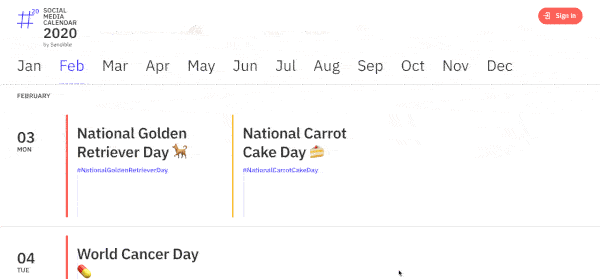 sendible 2020 calendar preview 