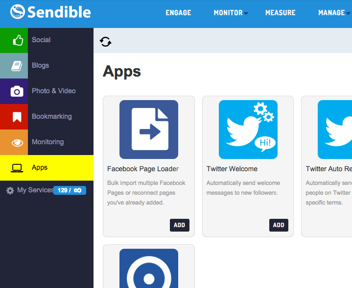 screenshot of Sendible App dashboard