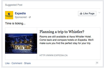 Example of targeting advertisements towards people who visted a specific page