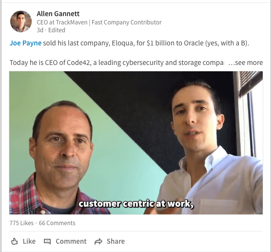 Allen Gannett has gotten popular for sharing short video interviews on LinkedIn