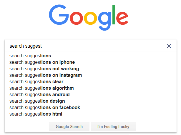 Use search suggestion tool Google Suggest