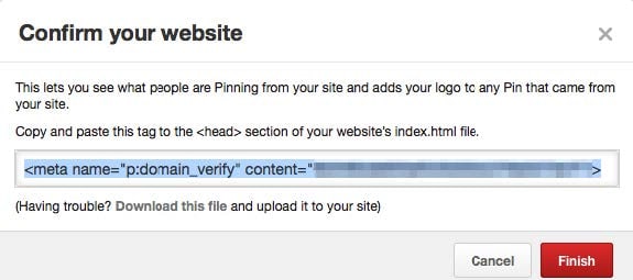 Don't forget to confirm your website on Pinterest
