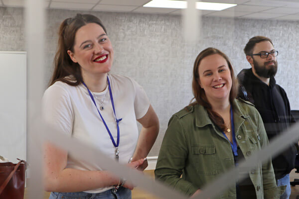 Ellie and Katey at the Sendible office